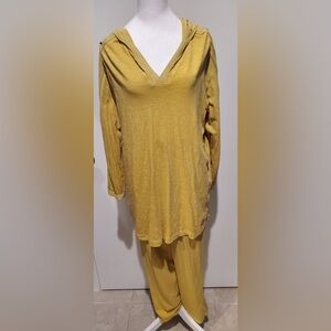Soft Surroundings gold cotton blend hoodie with pocketed pull on pants in XL